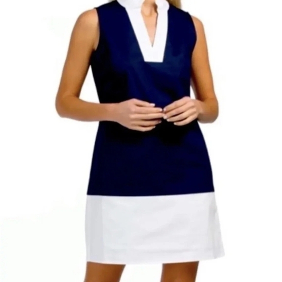 Sail to Sable Navy and White Midi Dress - Picture 1 of 9
